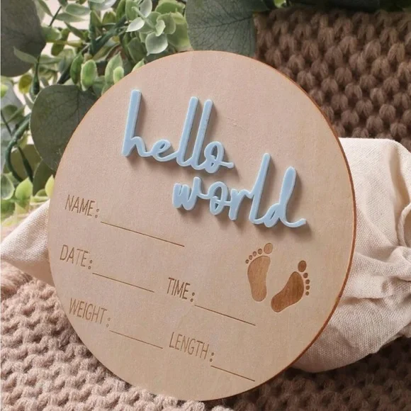 Baby Birth Announcement Wood Discs Baby Girl Boy Acrylic Letter Graphic Monthly - Picture 4 of 9